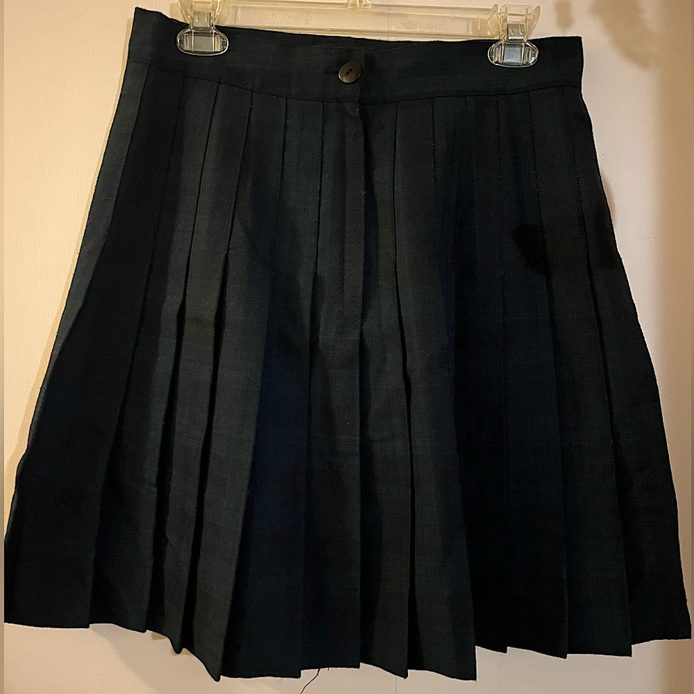 Vintage Dark Blue Plaid Skirt